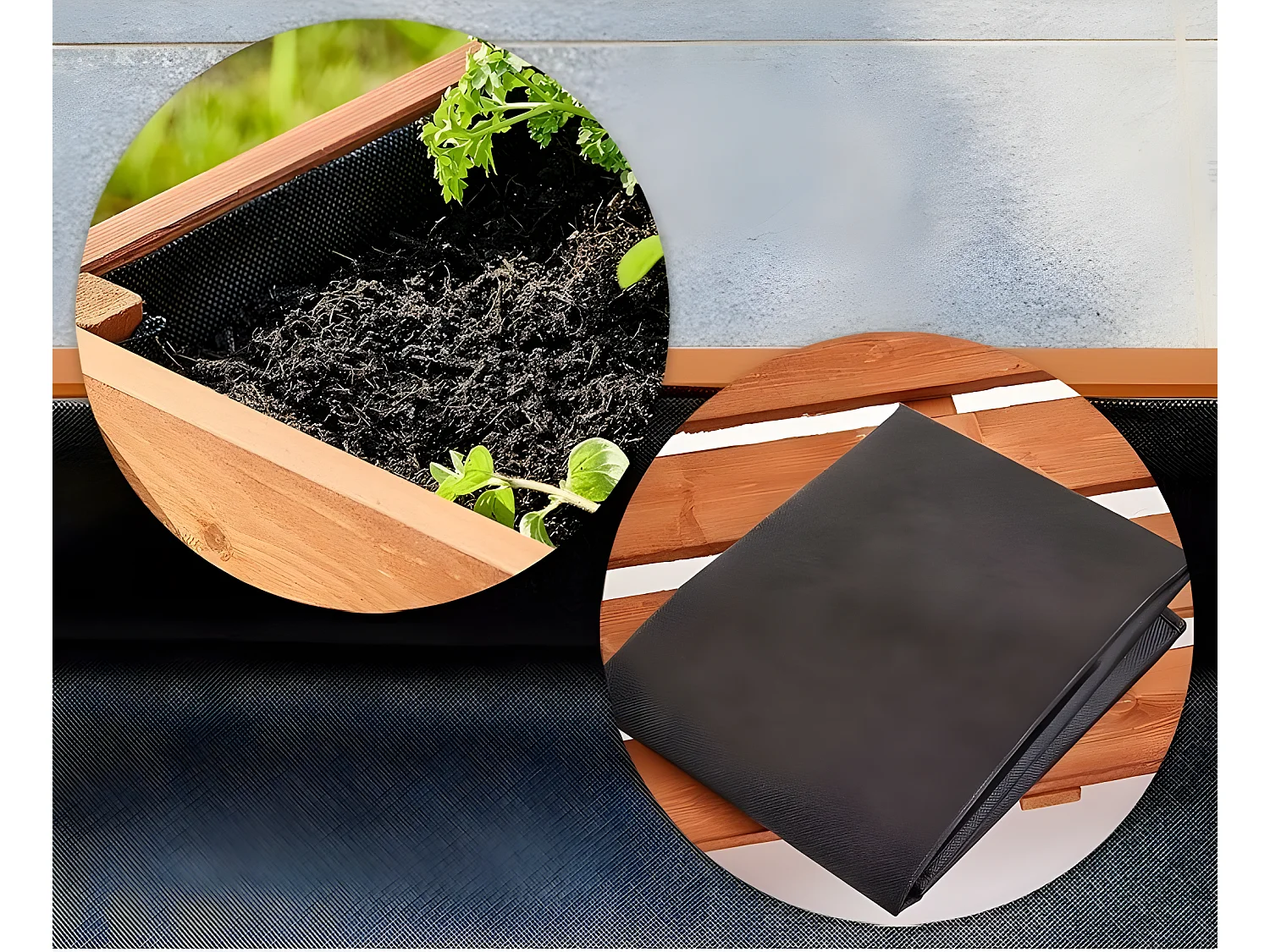 Carré potager sur pied en bois de pin massif avec étagère stable et toison intérieure modèle "512 vernis"