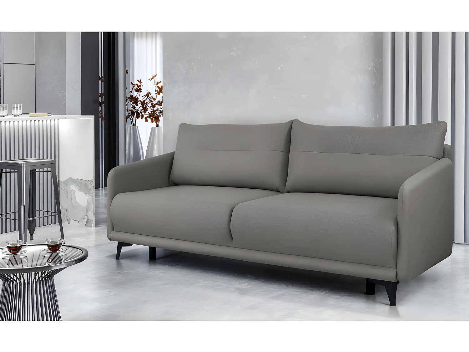 Canapé convertible 3 places tissu ROZI 3DL11 210x99cm Capuccino