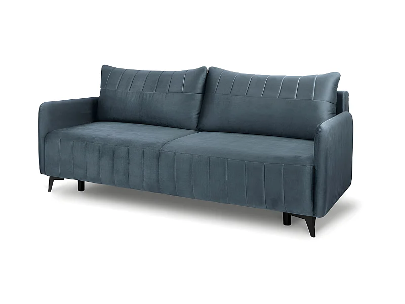 Canapé convertible 3 places tissu LAZIO 3DL300 210x99cm Velour bleu