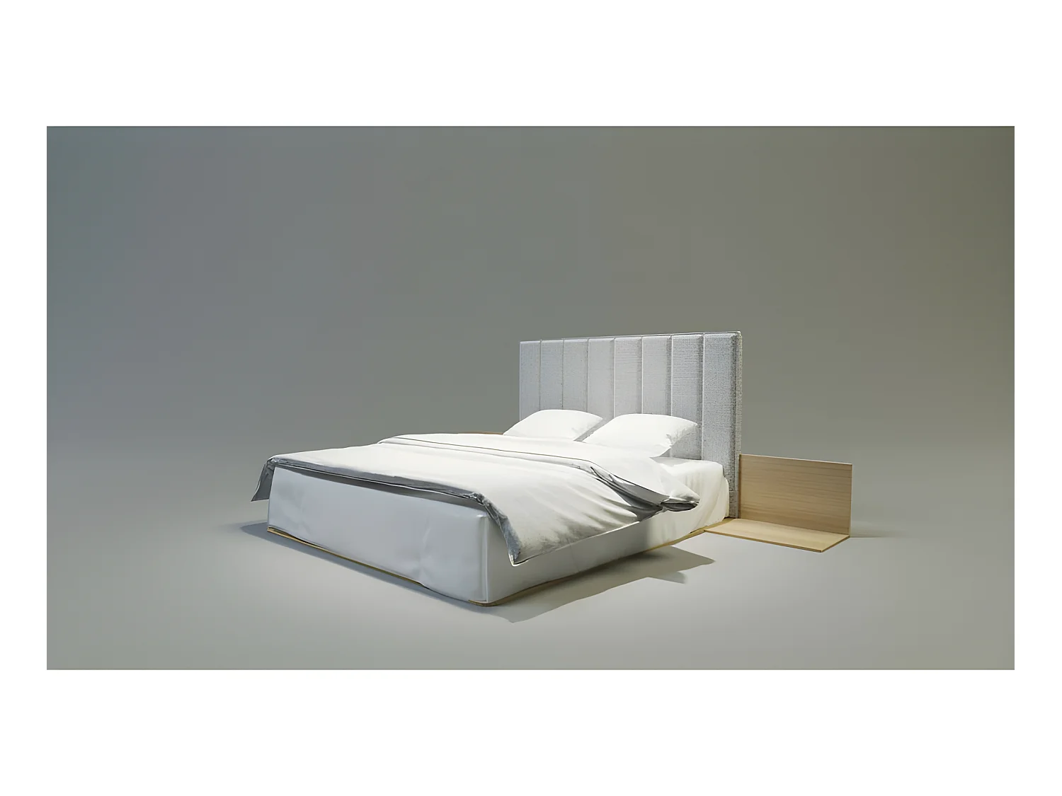 Lit pour adulte 140x200cm avec tête de lit élegant modéle KREA Chêne
