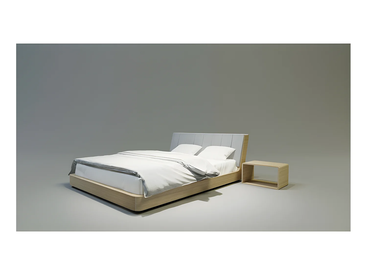 Lit pour adulte 180x200cm avec tête de lit inclinée élegant modéle SOLA Chêne