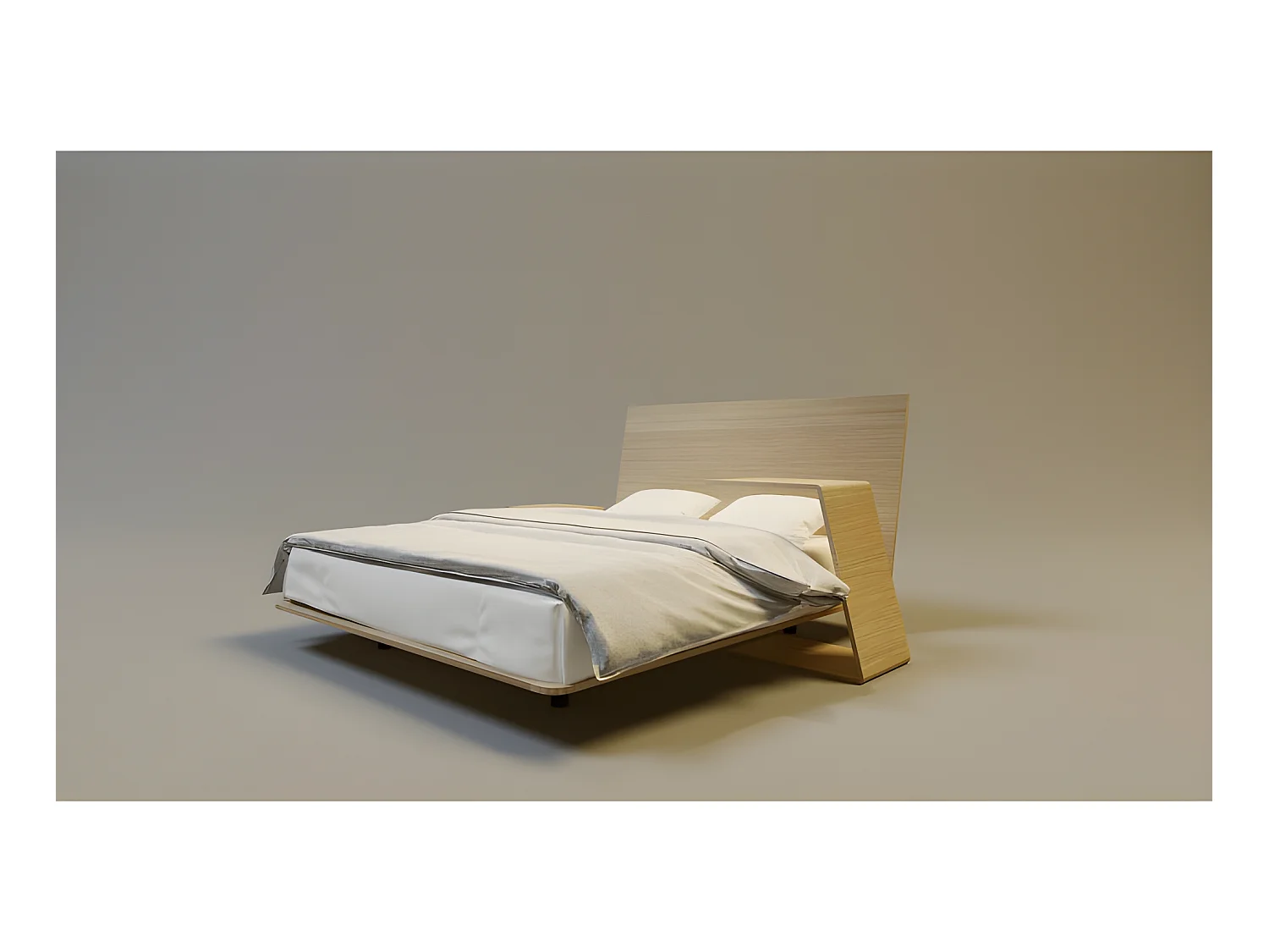 Lit pour adulte 140x200cm avec tête de lit élegant modéle VILEO 2 Chêne