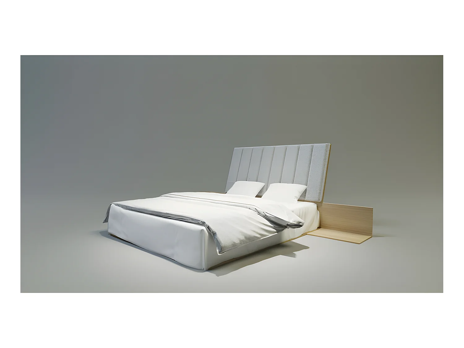 Lit pour adulte 160x200cm avec tête de lit inclinée élegant modéle KREA 2 Chêne
