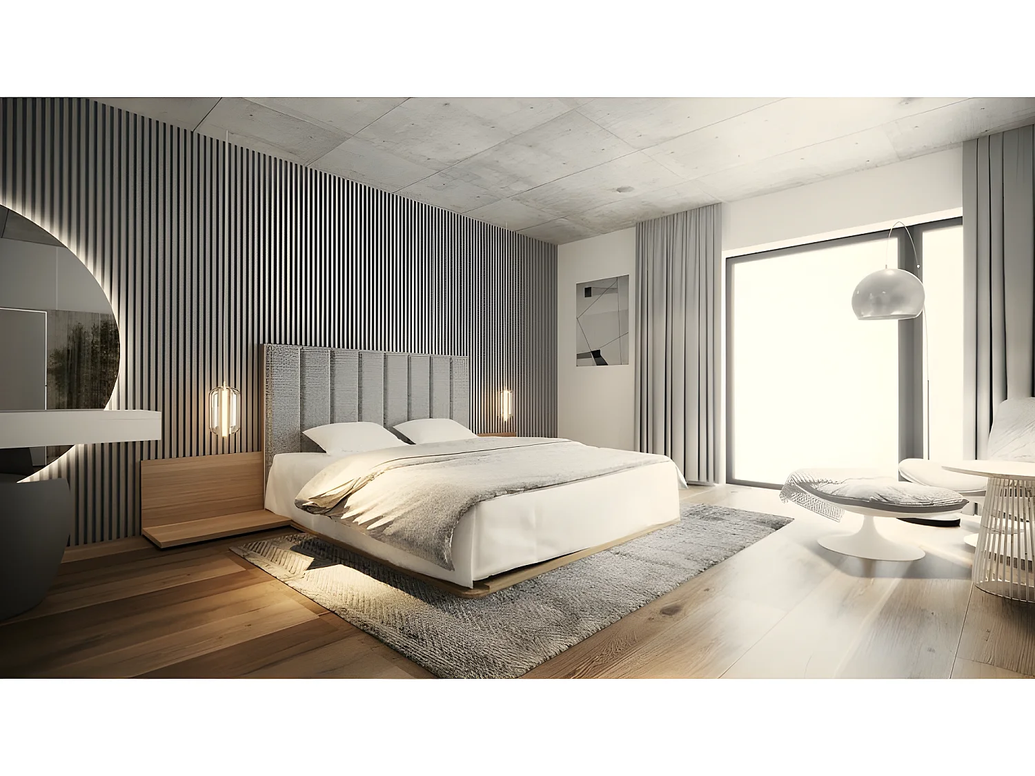 Lit pour adulte 180x200cm avec tête de lit élegant modéle KREA Chêne