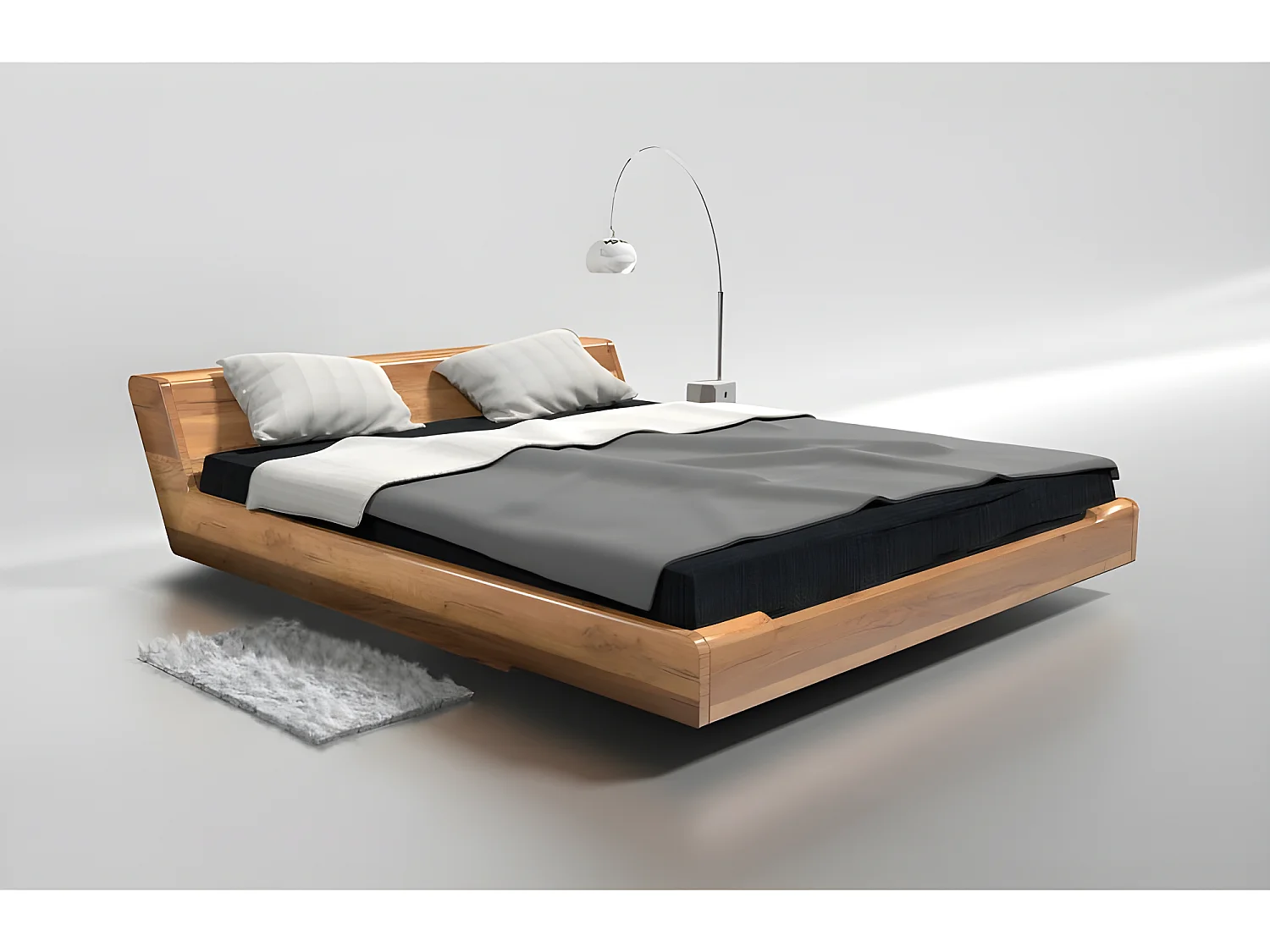 Lit 2 personnes pour adulte 180x200cm avec tête de lit robuste modéle KOLI Couleur Chêne