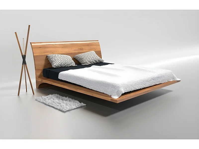 Lit 2 personnes pour adulte 200x200cm avec tête de lit robuste modéle ROY Couleur Chêne