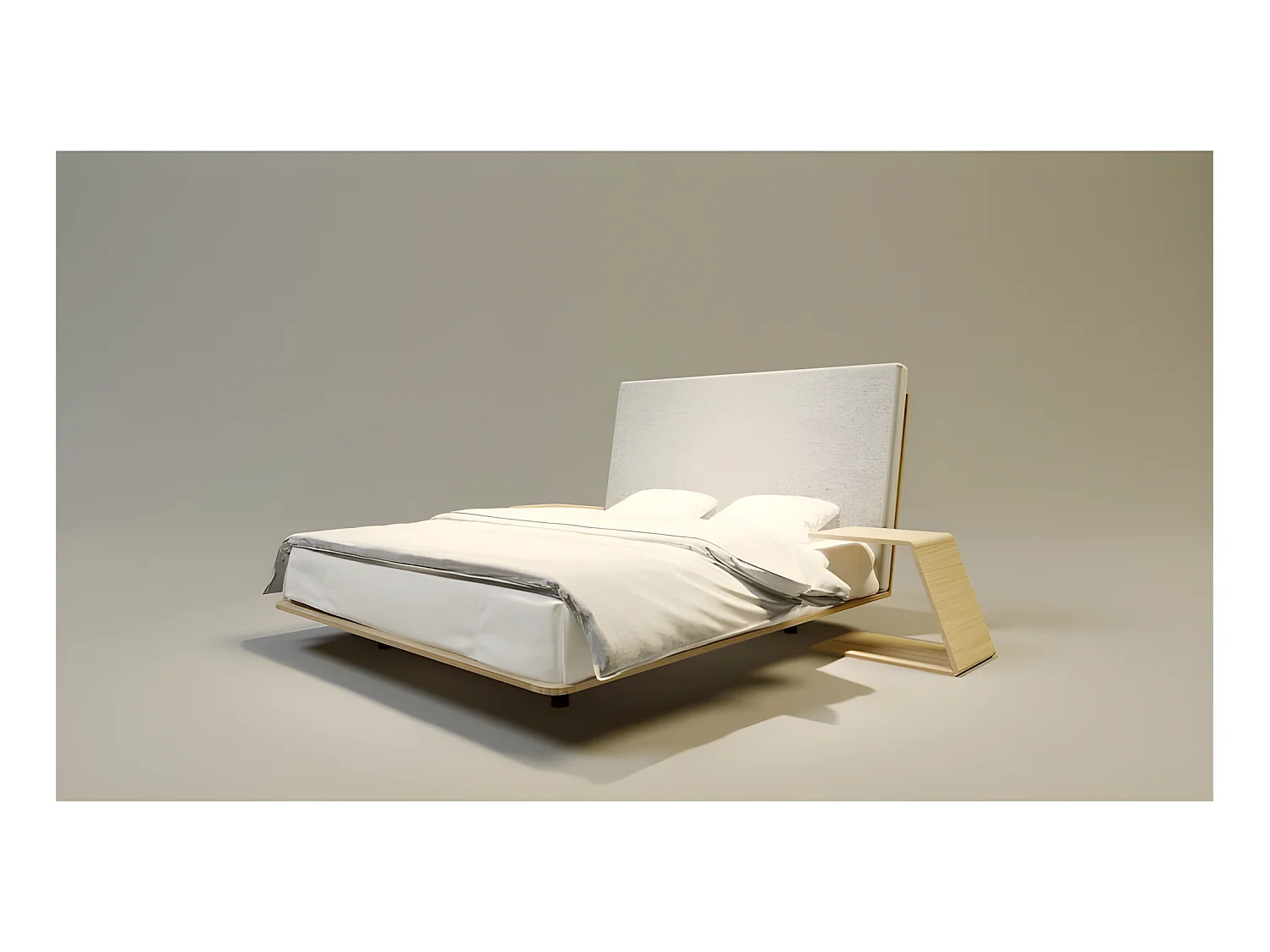 Lit pour adulte 160x200cm avec tête de lit élegant modéle VILEO Chêne