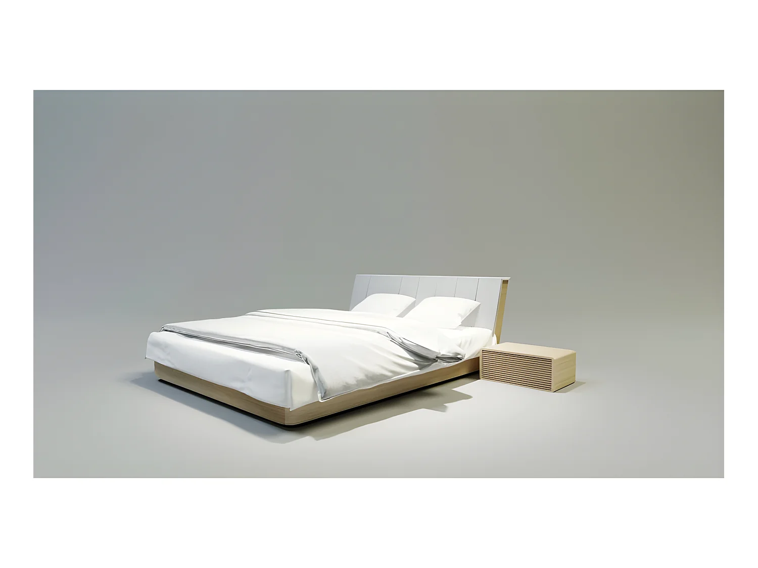 Lit pour adulte 140x200cm avec tête de lit inclinée élegant modéle SOLA 2 Chêne