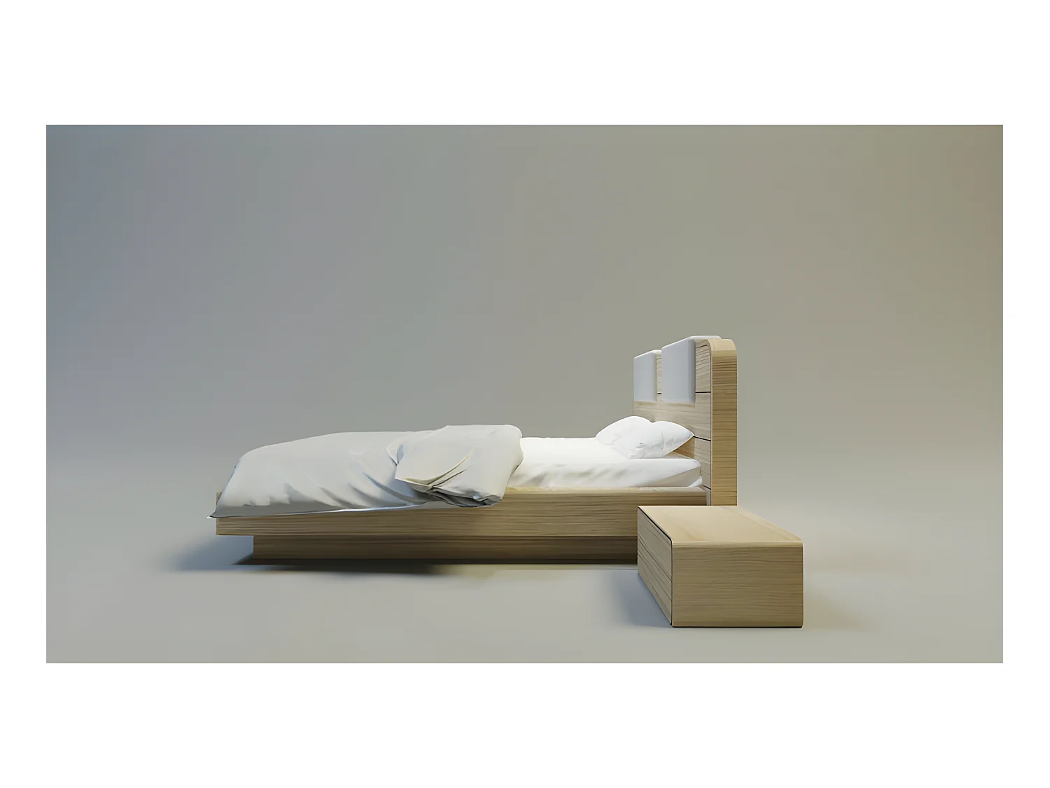Lit pour adulte 120x200cm avec tête de lit élegant modéle SADRI Chêne
