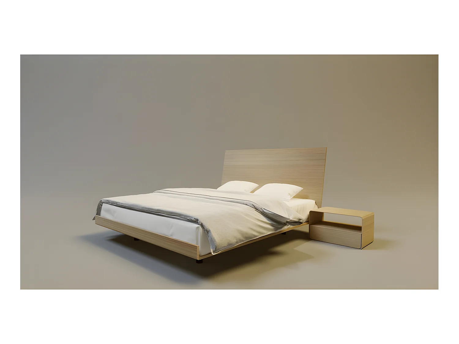 Lit pour adulte 140x200cm avec tête de lit élegant modéle VILEO 3 Chêne