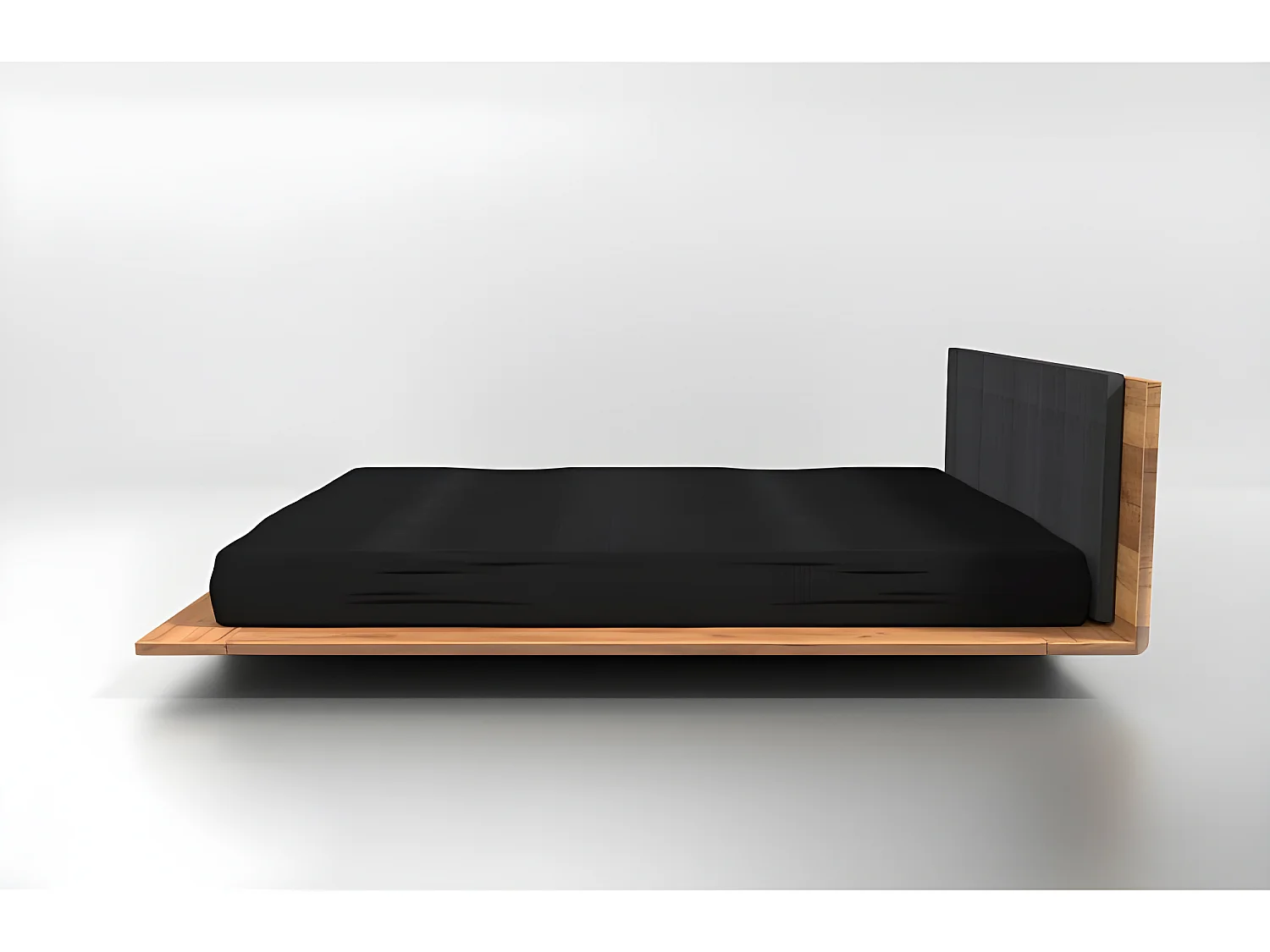 Lit 2 personnes pour adulte 180x200cm avec tête de lit robuste modéle KUZUM Couleur Chêne