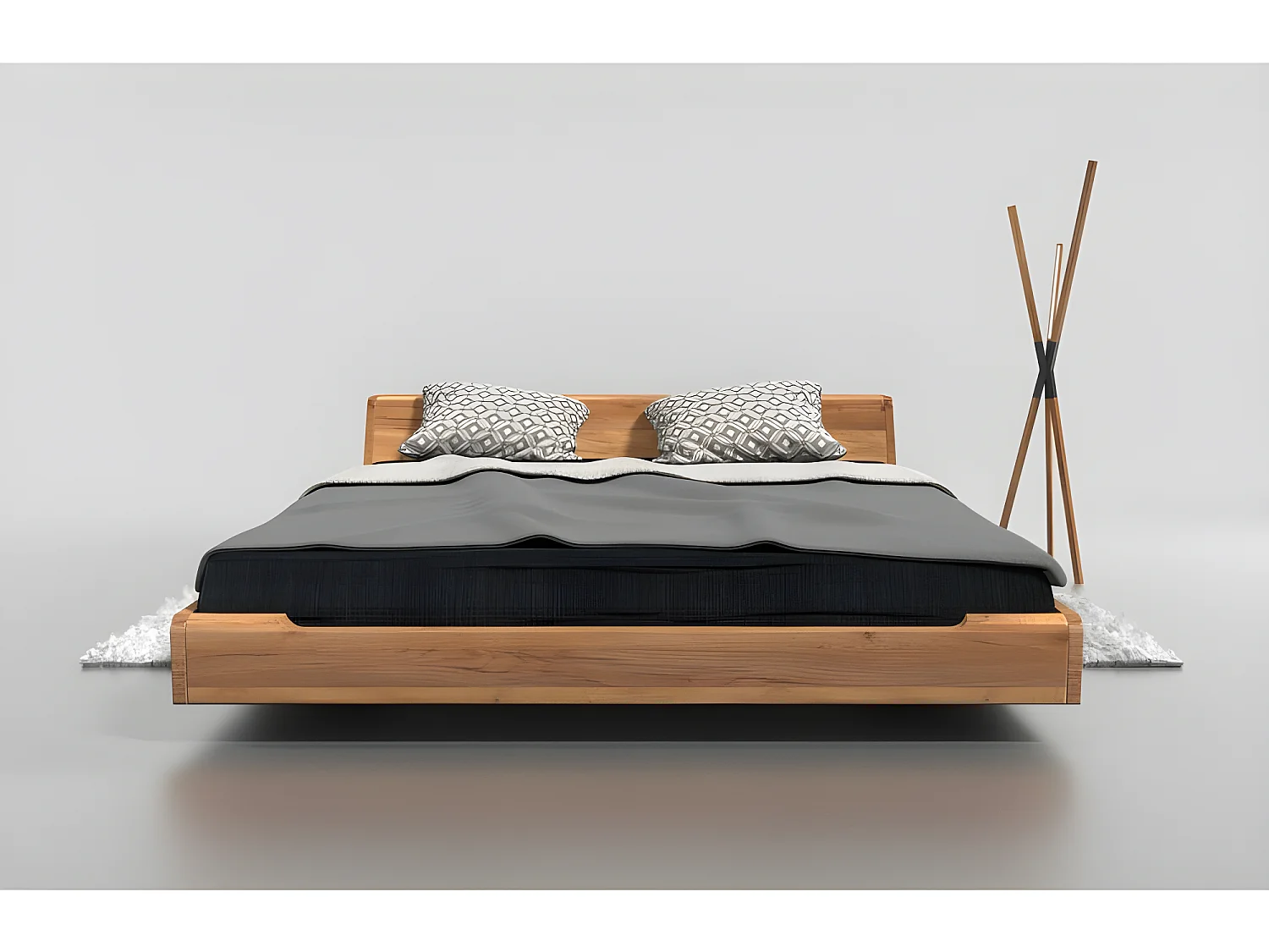 Lit pour adulte 120x200cm avec tête de lit robuste modéle KOLI Couleur Chêne