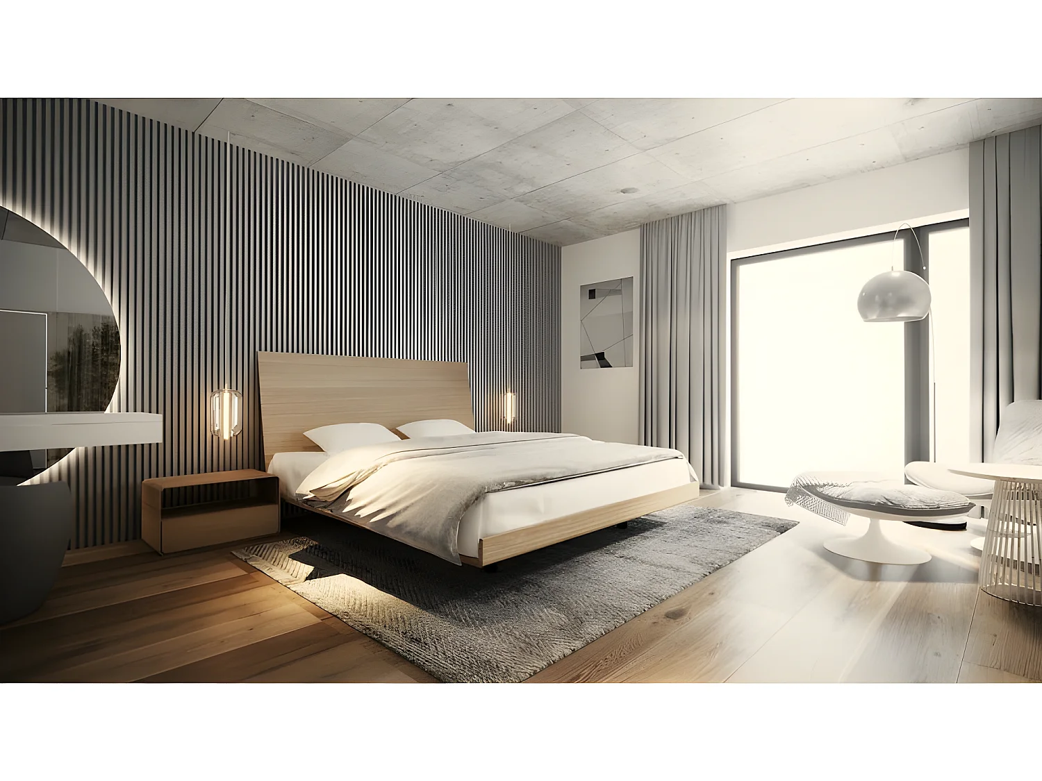 Lit pour adulte 200x200cm avec tête de lit élegant modéle VILEO 3 Chêne