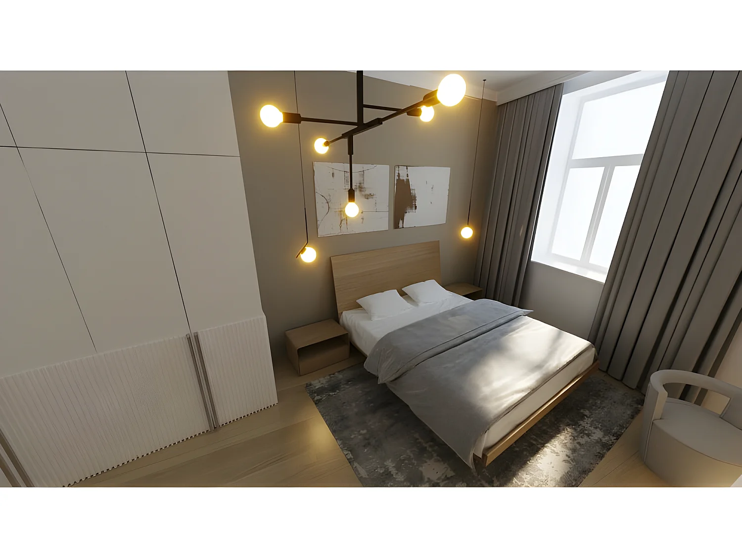 Lit pour adulte 200x200cm avec tête de lit élegant modéle VILEO 3 Chêne