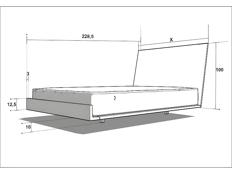 Lit pour adulte 200x200cm avec tête de lit élegant modéle VILEO 3 Chêne