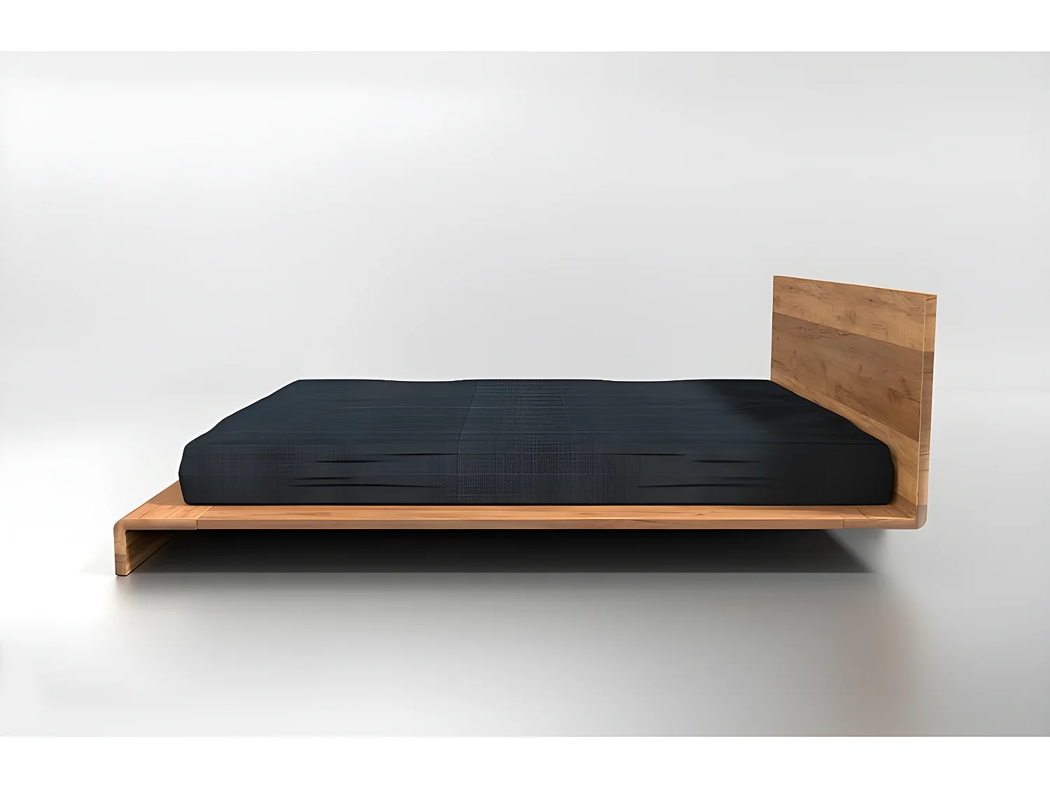 Lit 2 personnes pour adulte 200x200cm avec tête de lit robuste modéle PAULI Couleur Chêne