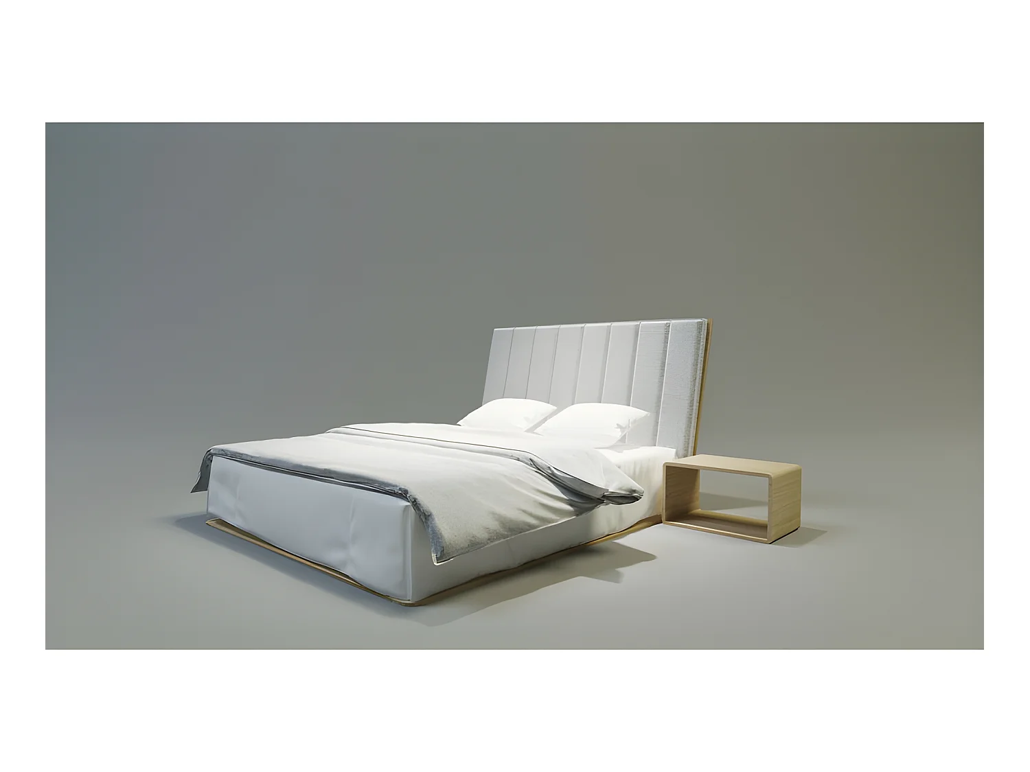 Lit pour adulte 140x200cm avec tête de lit inclinée élegant modéle UNIVO 2 Chêne