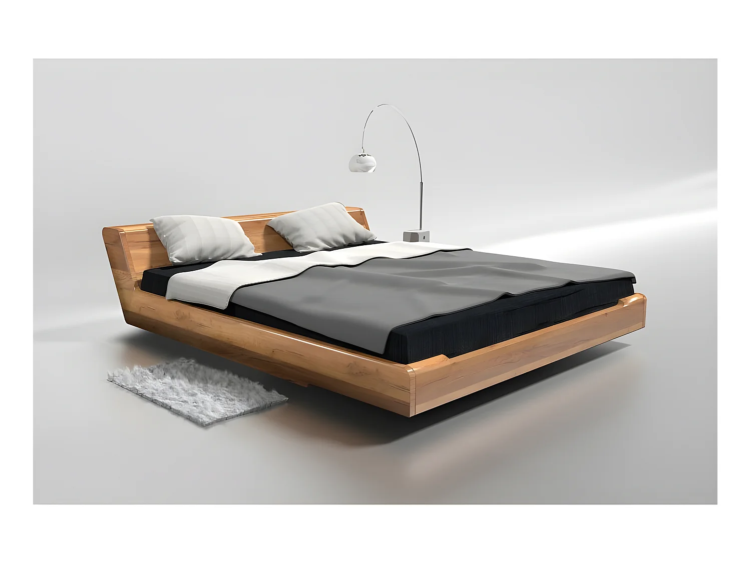 Lit 2 personnes pour adulte 140x200cm avec tête de lit robuste modéle KOLI Couleur Chêne