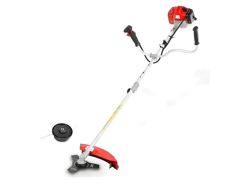 Hecht jardin 128 BTS Debroussailleuse essence systeme de coupe a 2 fils et couteau a 3 dents