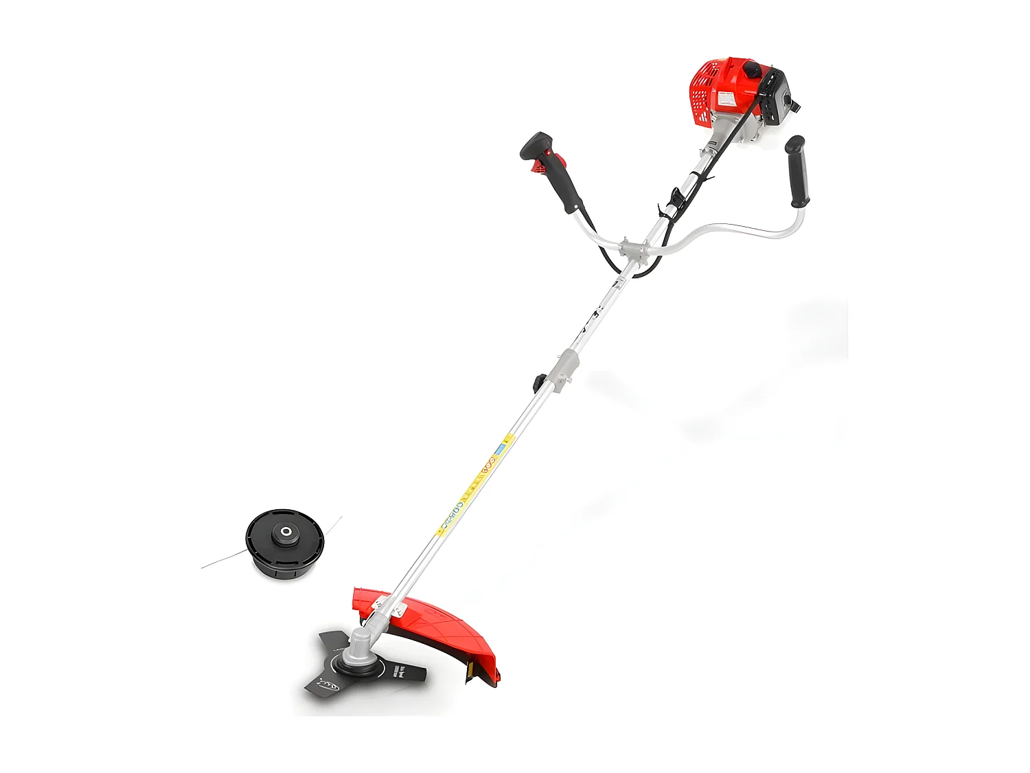 Hecht jardin 128 BTS Debroussailleuse essence systeme de coupe a 2 fils et couteau a 3 dents
