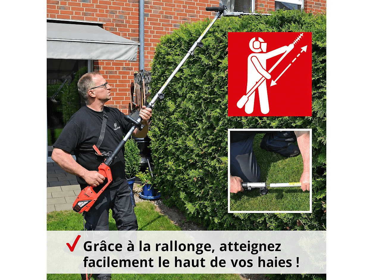 Hecht jardin 695 Taille haies telescopique electrique 900W pour arbustes et buissons