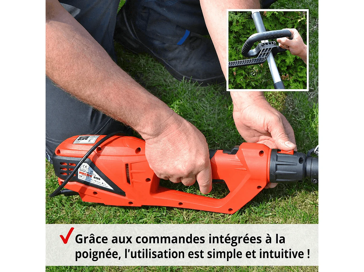 Hecht jardin 695 Taille haies telescopique electrique 900W pour arbustes et buissons