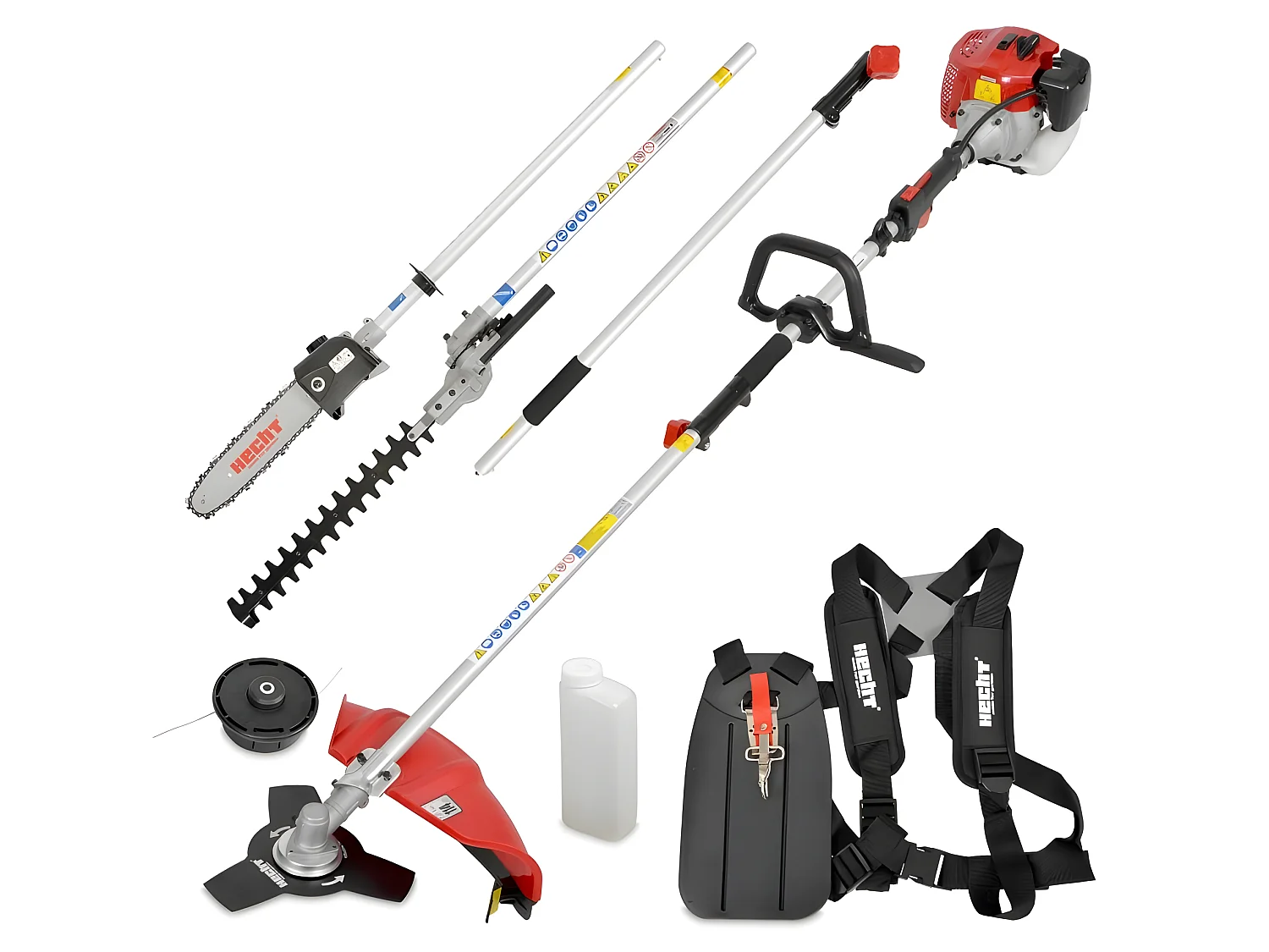 Hecht jardin 1331 4en1 1,1 kW / 1,5 cv Outil multifonctionnel débroussailleuse tronçonneuse Coupe-herbe Taille-haies