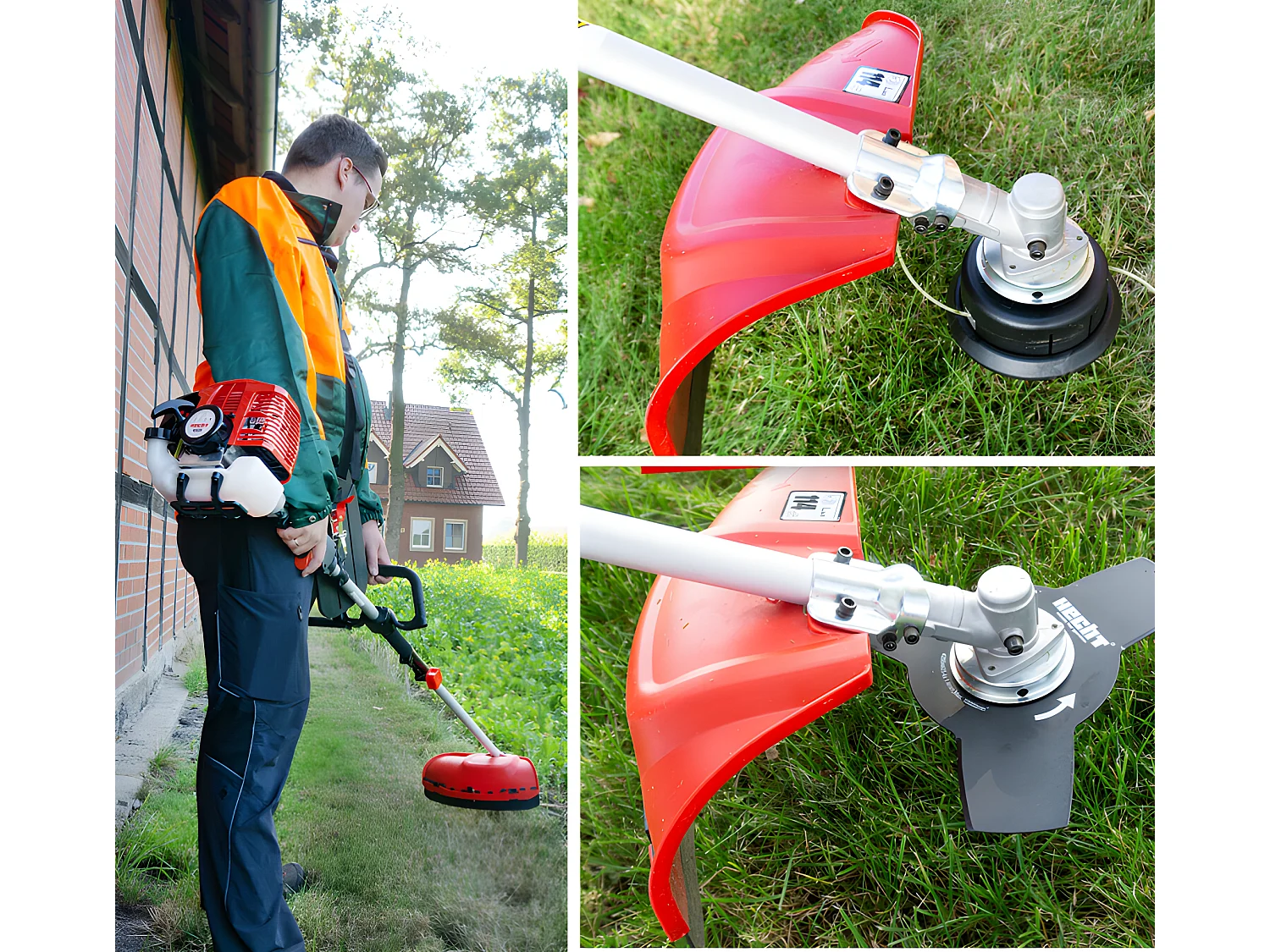 Hecht jardin 1331 4en1 1,1 kW / 1,5 cv Outil multifonctionnel débroussailleuse tronçonneuse Coupe-herbe Taille-haies