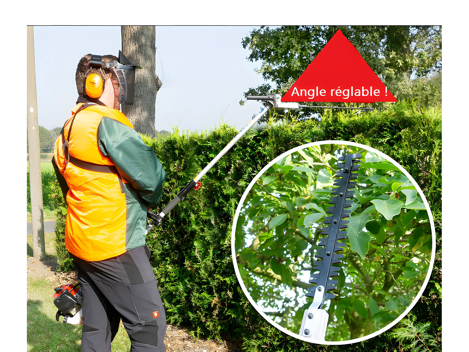 Hecht jardin 1331 4en1 1,1 kW / 1,5 cv Outil multifonctionnel débroussailleuse tronçonneuse Coupe-herbe Taille-haies