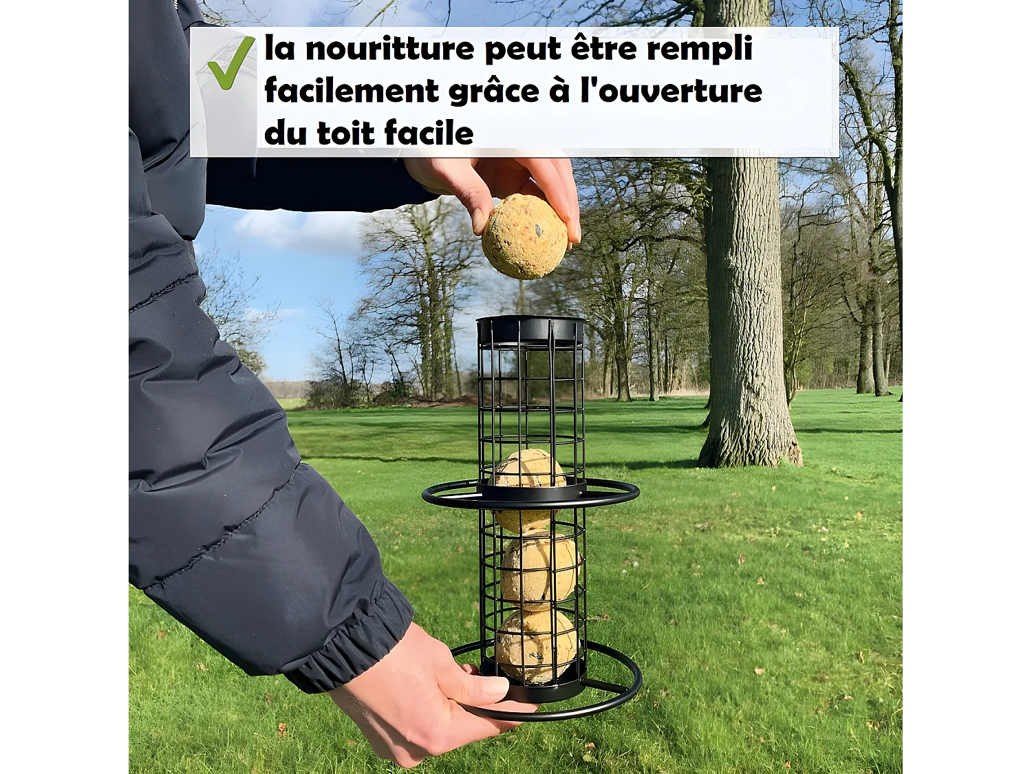 Mangeoire oiseaux extérieur à suspendre pour oiseaux sauvages pour jardin balcon Distributeur de nourriture«34717 Nourri-Silo»