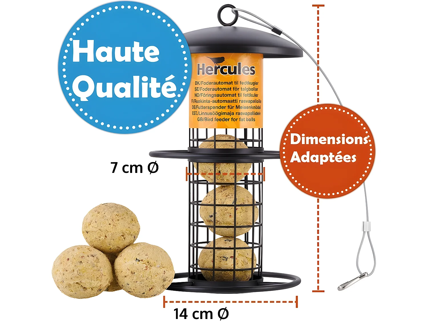 Mangeoire oiseaux extérieur à suspendre pour oiseaux sauvages pour jardin balcon Distributeur de nourriture«34717 Nourri-Silo»