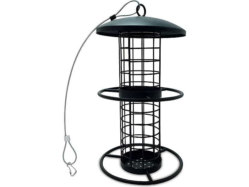 Mangeoire Oiseaux Extérieur Lot De 2 - En Métal Avec Revêtement Plastique - 17,5x17,5x5,5 Cm - Pour Balcon, Jardin