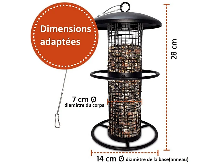 Mangeoire oiseaux extérieur à suspendre pour oiseaux sauvages pour jardin balcon Distributeur de nourriture «34716 Nourri-Silo»