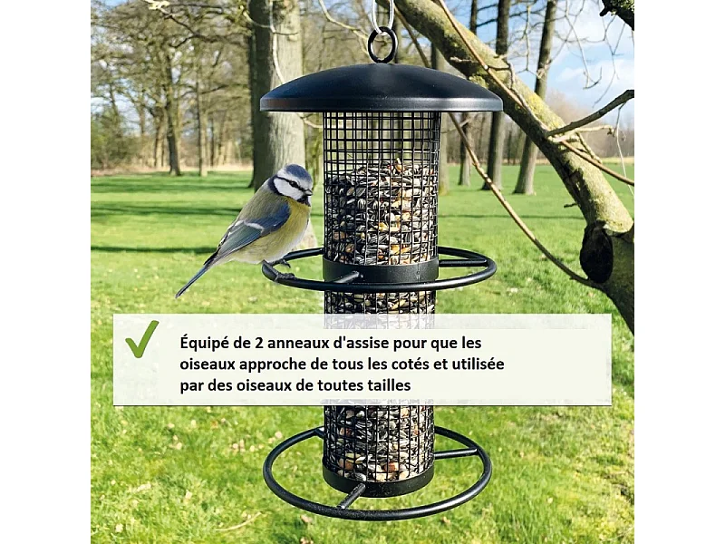 Mangeoire oiseaux extérieur à suspendre pour oiseaux sauvages pour jardin balcon Distributeur de nourriture «34716 Nourri-Silo»