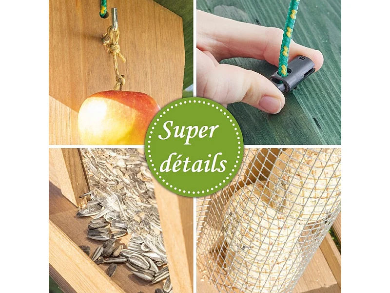 Mangeoire extérieur à suspendre pour oiseaux sauvages pour jardin balcon Distributeur de graines «325 Cabane marron-vert»