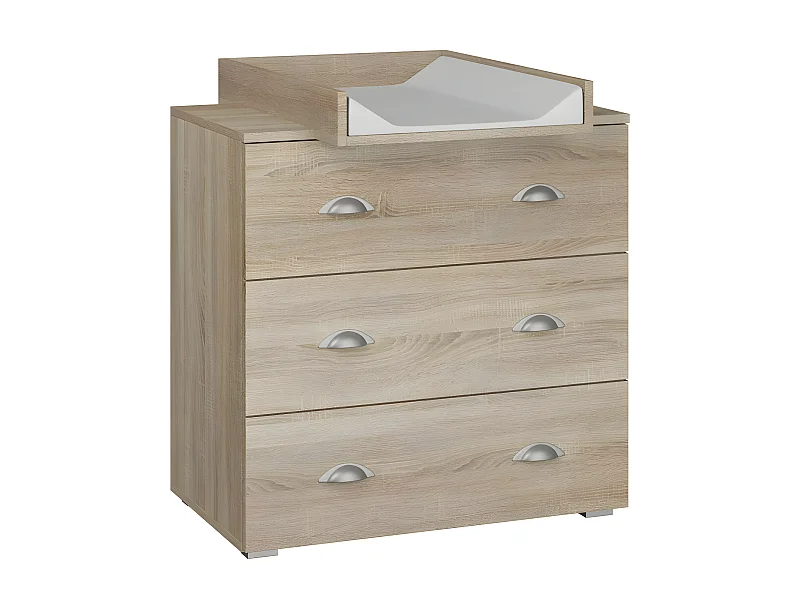Commode à langer bébé enfant Sonoma Table à langer + Matelas à langer amovible 80x48x90cm- 3 Tiroirs MIA