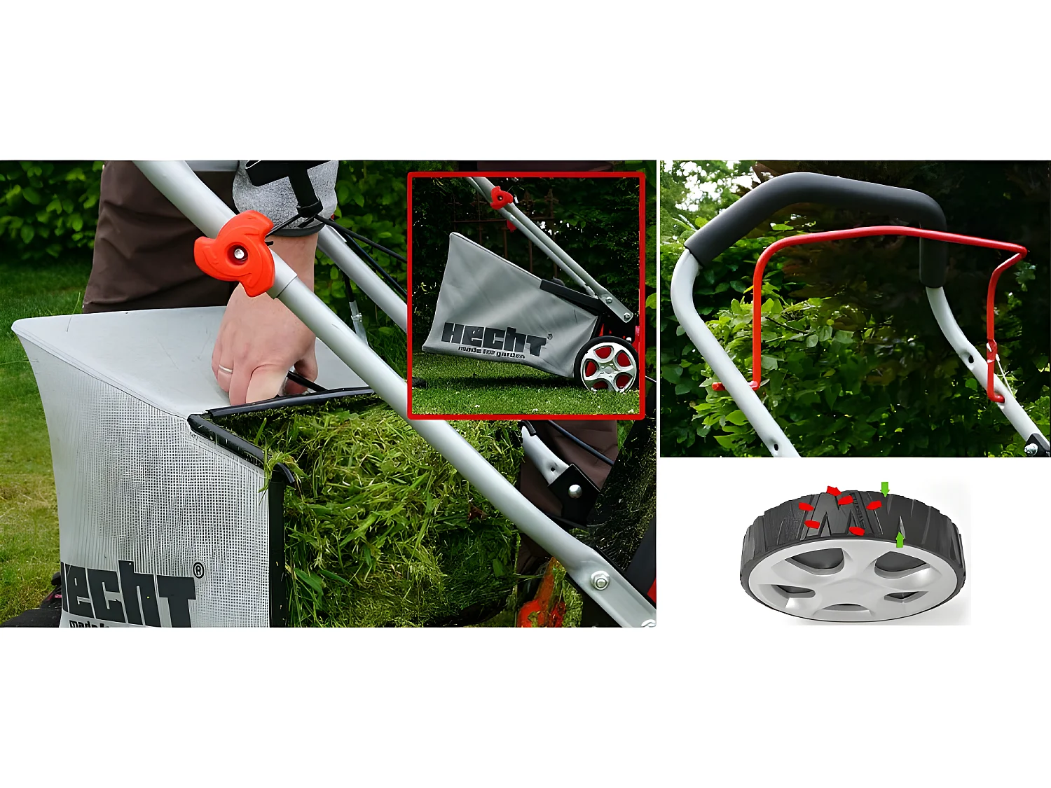 Hecht 540 Tondeuse à gazon essence 4temps largeur de coupe 40,6cm 700m2 bac de 40L