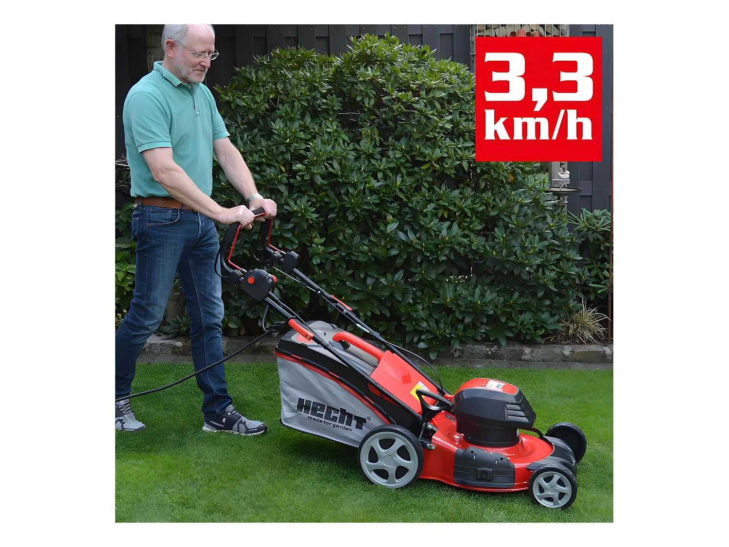 Hecht 1802 S Tondeuse à gazon électrique 5en1 1800W largeur coupe 46cm bac 50L 7hauteur de coupe 25-75mm
