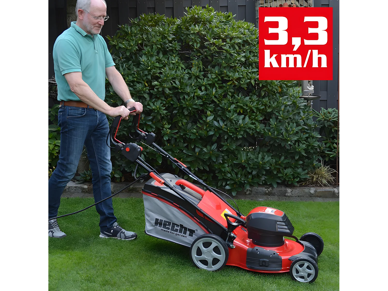 Hecht 1802 S Tondeuse à gazon électrique 5en1 1800W largeur coupe 46cm bac 50L 7hauteur de coupe 25-75mm