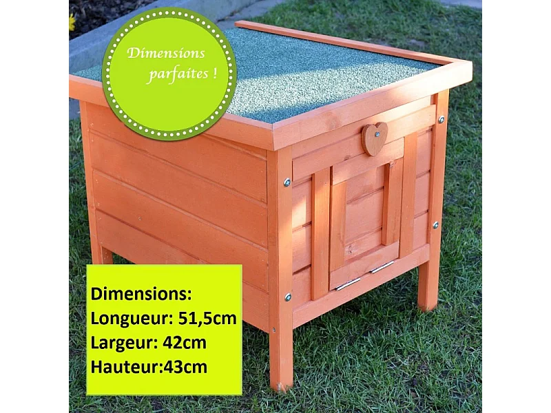 Cage Clapier Enclos lapin Extérieur en Bois Haute Qualité pour lapins 51,5 x 42 x 43 cm « 083 Mini maison »