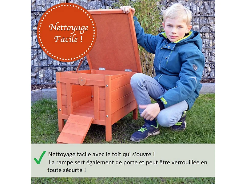 Cage Clapier Enclos lapin Extérieur en Bois Haute Qualité pour lapins 51,5 x 42 x 43 cm « 083 Mini maison »