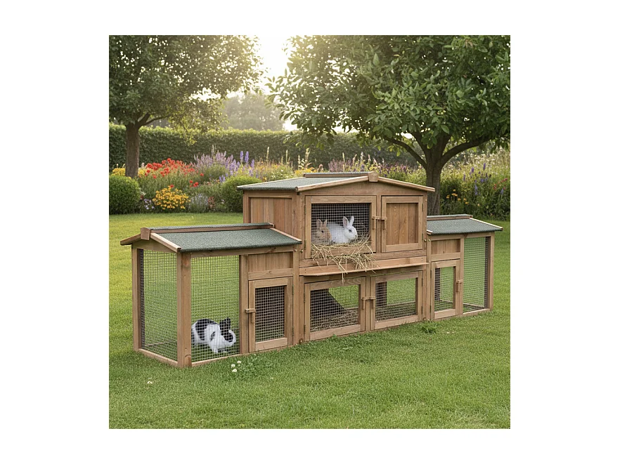 Cage Clapier Enclos lapin   Docteur Lievre Largeur totale 2,48 m Modele 011 Dr. Lapin