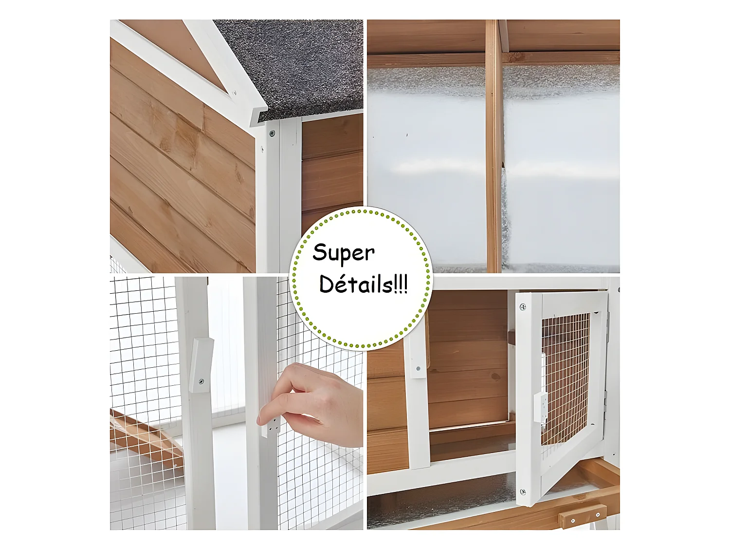 Cage Clapier Enclos lapin Extérieur en bois Haute Qualité pour lapins petits animaux- Modèle : 086 Belle cour 146x50x86cm(LxPxH)