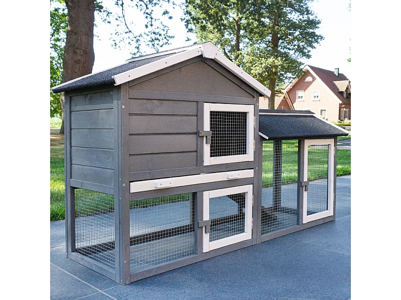 Cage Clapier Enclos lapin Extérieur en pour lapins petits animaux 088 Maison de rêve 146x50x86cm(LxPxH)