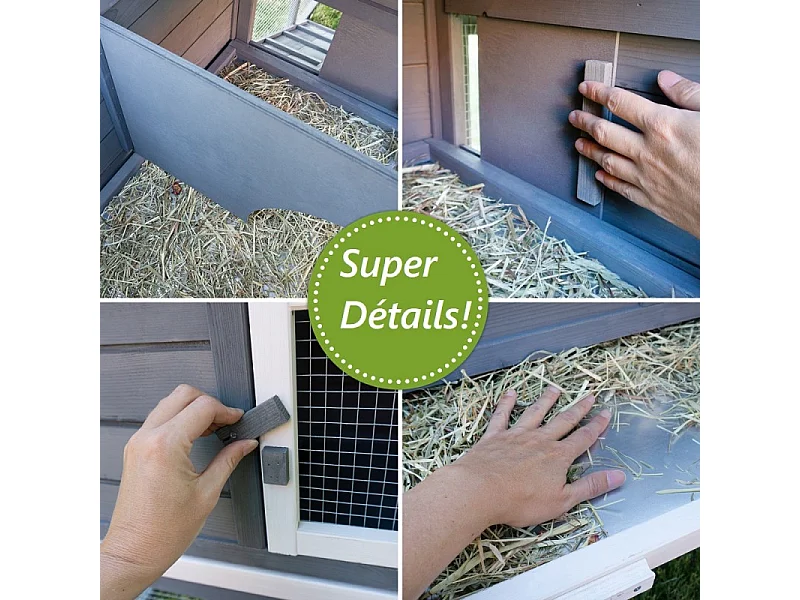 Cage Clapier Enclos lapin Extérieur en pour lapins petits animaux 088 Maison de rêve 146x50x86cm(LxPxH)