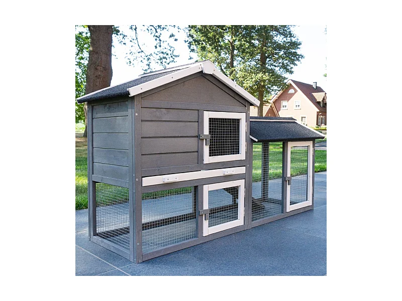 Cage Clapier Enclos lapin Extérieur en pour lapins petits animaux 088 Maison de rêve 146x50x86cm(LxPxH)