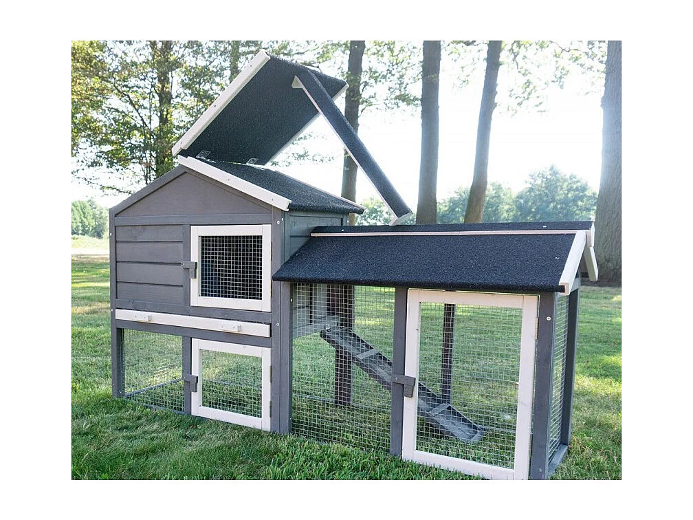 Cage Clapier Enclos lapin Extérieur en pour lapins petits animaux 088 Maison de rêve 146x50x86cm(LxPxH)