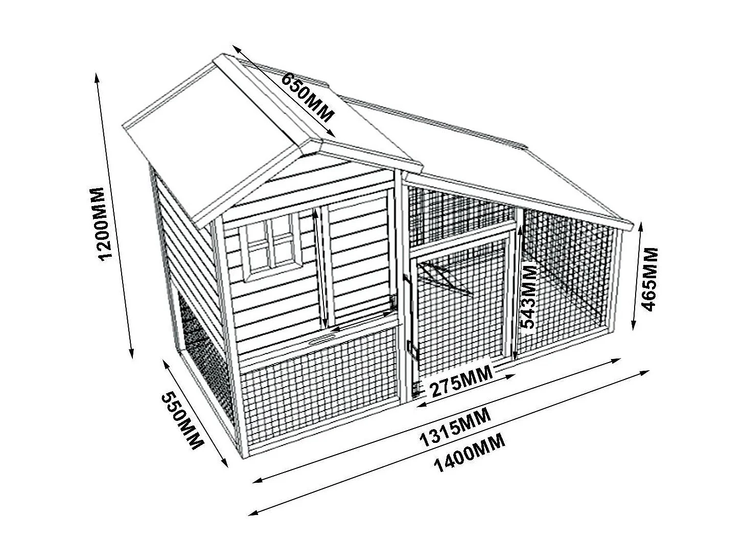 Cage Clapier Enclos lapin petits animaux 140 x 120 x 55 cm Modele : 032 Ferme