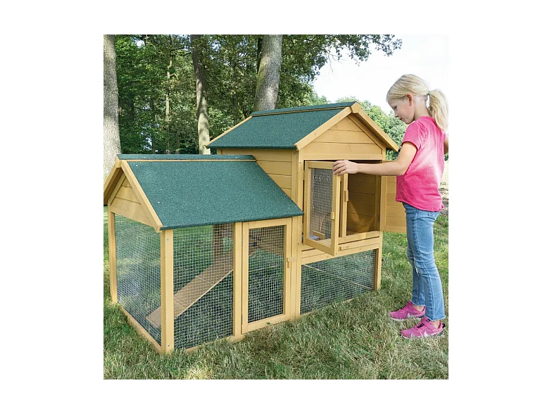 Cage Clapier Enclos lapin Extérieur en bois  Haute Qualité pour lapins petits animaux- Modèle : 035 Ranch 152 x 98 x 118 cm