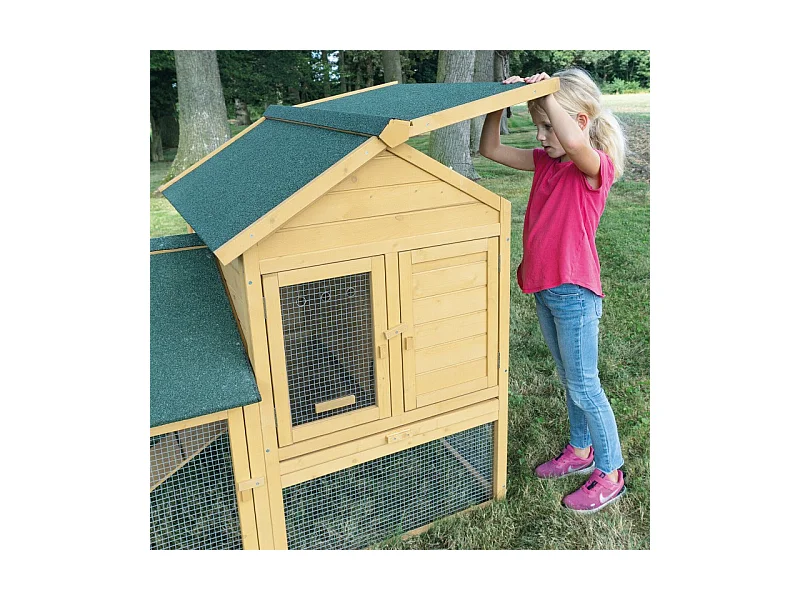 Cage Clapier Enclos lapin Extérieur en bois  Haute Qualité pour lapins petits animaux- Modèle : 035 Ranch 152 x 98 x 118 cm
